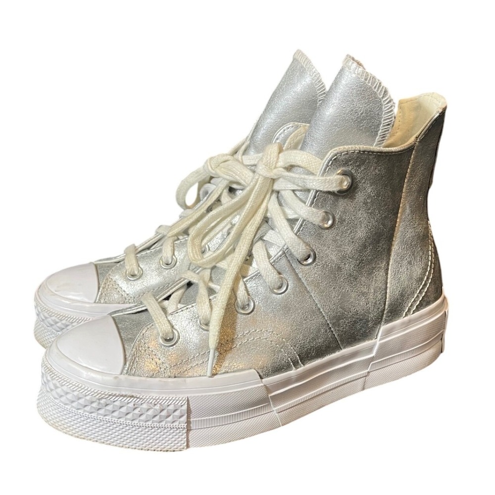 Converse Chuck 70 Plus Chrome Silver All Star Move High Top Women 6 Platform